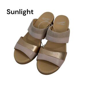 Dansko Theresa Womens Sandals Block Heel Metallic Nude Leather Suede Size 39